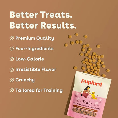 Pupford Training Treats for Dogs & Puppies, 250+ Four Ingredient Bites (Peanut Butter, 5 oz)