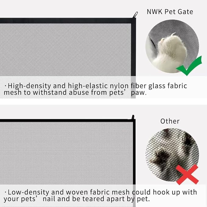 NWK Magic Dog Gate for Stairs Pet Gate for The House Providing a Safe Enclosure for Pets to Play and Rest, 6 Hooks Design (30'' X 35'')
