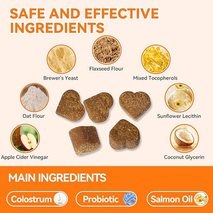 Dog Allergy Chews 200ct- Probiotics for Dogs with 5 Gut Digestive Enzymes,Colostrum- Dog Allergy Itch Relief for Hot Spots Ears Paw Licking, Skin & Coat Seasonal Allergies lmmune Support