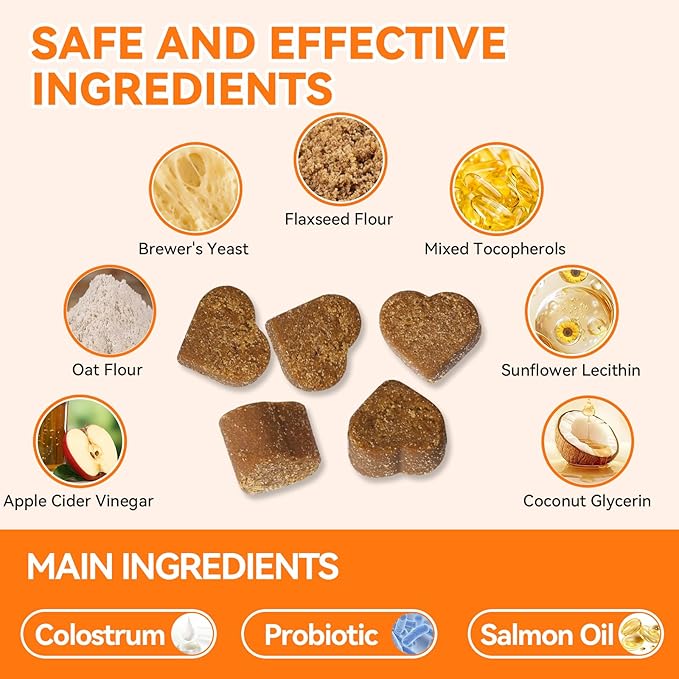 Dog Allergy and Immune Chews 200PCs Skin and Coat Itchy Relief Anti Itch Immune Bites for Dogs, Helps Repair Skin Ears Paw Licking, 5 Probiotics Blend Gut Health for Sensitive Seasonal Allergies