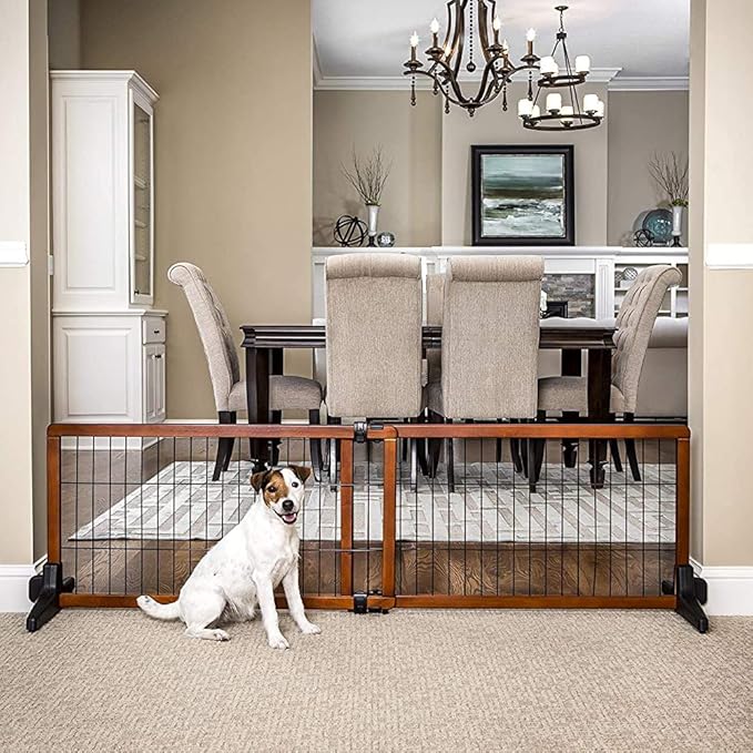 Carlson 41"-70" Super Wide Dog Gate, Premium Wooden Adjustable Freestanding Pet Gate for Doorways & Hallways
