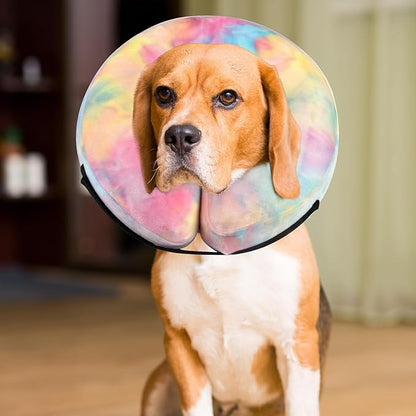 Dog Cone, Y-blue Cone Collar Inflatable Dog Neck Collar Recovery E-Collar Alternative, Cat Donut Collar After Surgery for Dogs and Cats(Pink Blue, M+)