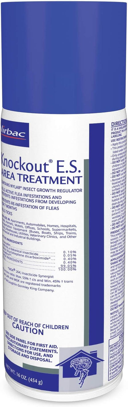 Virbac KNOCKOUT® E.S. Area Treatment Carpet Spray, Kills Fleas, Flea Eggs, Flea Larvae, and Prevents Infestations, 16 oz