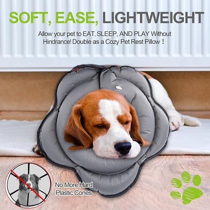 Dog Cone Collar for Large Dogs, Soft Inflatable Dog Donut Alternative After Surgery, Adjustable Protective Pet Recovery Collar, Donut Recovery Collar Prevents Licking for Dogs (Gray, XL)