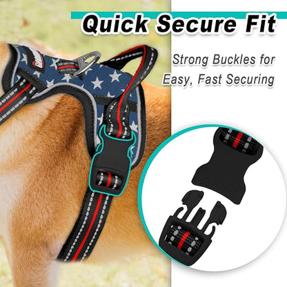 BARKBAY Dog Harness No Pull Mesh for Large Dogs - Adjustable, Reflective, Comfortable, No Choke, Heavy-Duty - Perfect for Outdoor Training, Walking, and Hiking - Strong & Durable - L & Blue Star Mesh