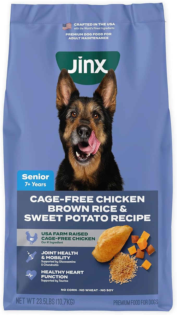 Jinx Premium Dry Dog Food for Senior Dogs - Real Chicken, Brown Rice & Sweet Potato Kibble with Antioxidants for Immune Support & Whole Grains for Digestive Support - No Fillers - 23.5lb