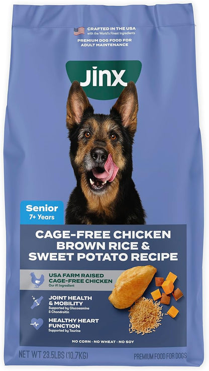 Jinx Premium Dry Dog Food for Senior Dogs - Real Chicken, Brown Rice & Sweet Potato Kibble with Antioxidants for Immune Support & Whole Grains for Digestive Support - No Fillers - 23.5lb