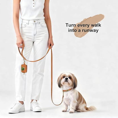 Didog Soft PU Leather Dog Collar, Stylish Quick Released Dog Collars for Small Dogs, Easy Clean Adjustable Pet Collar for Daily Walking, Light Brown, S Fit 10-15" Neck