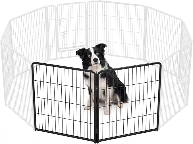 NEWBULIG Dog Playpen for Indoor 32 Inch 2 Panels - Portable Heavy Duty Metal Pet Exercise Pen, Foldable Small Medium Dog Puppy Playpen Fence for Outdoor RV, Camping, Yard, Garden