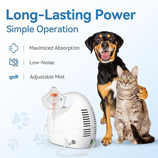 Portable Pet Nebulizer, Compressor Nebulizer with Mask for Cats and Dogs, Dual Modes Fit for Pet Breathing Problems