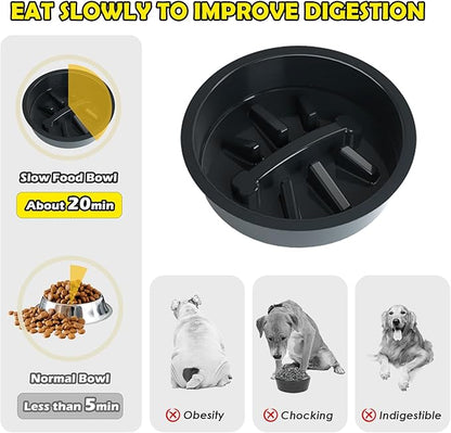 SHAINFUN Elevated Dog Bowl Stand with 4 Stainless Steel Bowls (58oz) & 1 Slow Feeder, 9 Height Adjustable Raised Dog Bowl from 4.9" to 14.5" for Large Dogs & Multi-Pet Homes