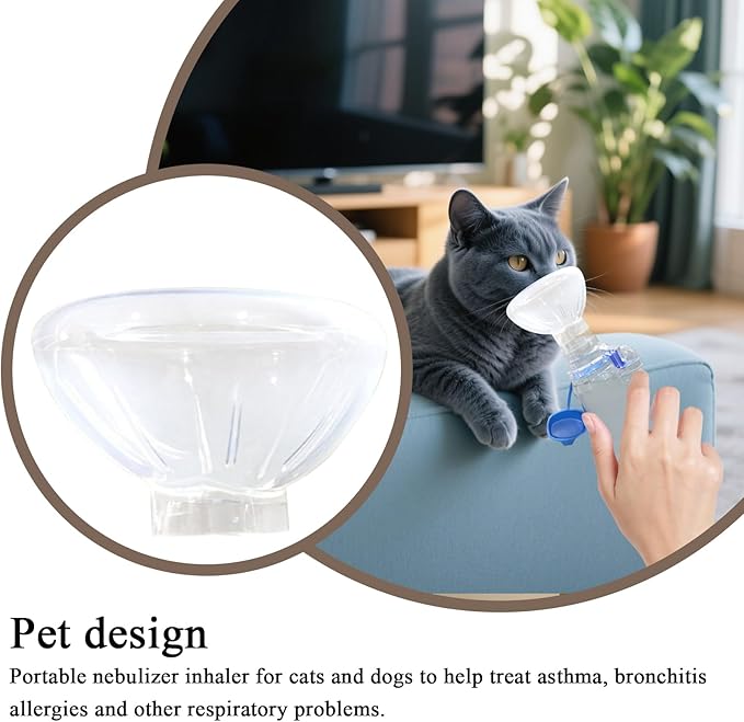 Pet Masque for Dogs Cats - Veterinary Inhalation | Adjustable Soft Transparent Chamber with Tube Connector, Animal Respiratory Health Care Tool 6.89x2.76x2.76 in