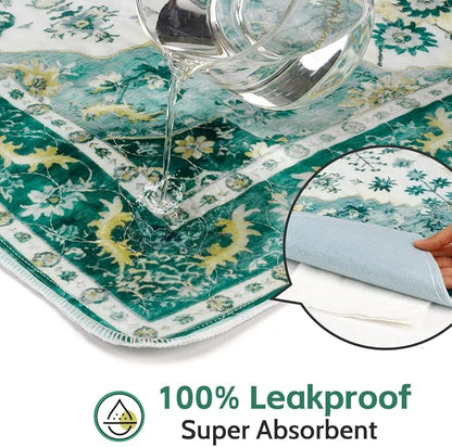 Washable Pee Pads for Dogs 2 Pack Reusable Puppy Training Pads 40"x26" Super Absorbent Waterproof Dog Training Pads, Non-Slip Potty Pads Whelping Pads Litter Mat Pet Supplies - Green Medallion