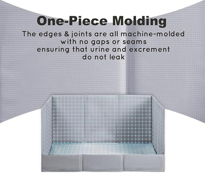 HQ4US 4LEGS Dog Litter Box, Pee Pad Holder Foldable, 22''x 22'' Indoor Dog Potty Tray for Medium Dogs, High Walls, Seamless, No Assembly, Waterproof, Easy to Clean, No Spill,Portable for Travel