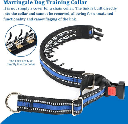 Mayerzon Martingale Collar for Dogs, No Pull Dog Collar with Reflective Strip for Small Medium Large Dogs, Anti Pulling Dog Collar with Buckle for Walking Training, Safe for Night Walk(Blue, M)