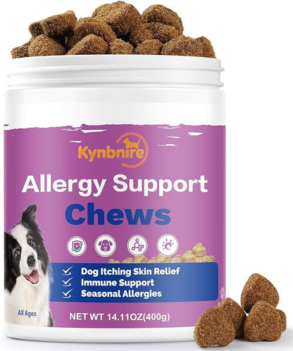 Dog Allergy Chews for Itchy Skin and Seasonal Allergies, Dog Allergy and Itching Skin Relief with Probiotics and Turmeric, Allergy Paw Relief and Dogs Coat Immune -160ct