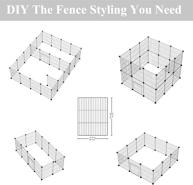 LURIVA Small Animal Playpen, Guinea Pig Cages, Pet Playpen, Rabbit Cage,Small Animal Cage, Puppy Kitten Dog Playpen, Indoor Outdoor Portable Metal Wire Yard Fence,15 X 12 Inch, 24 Panels, Black