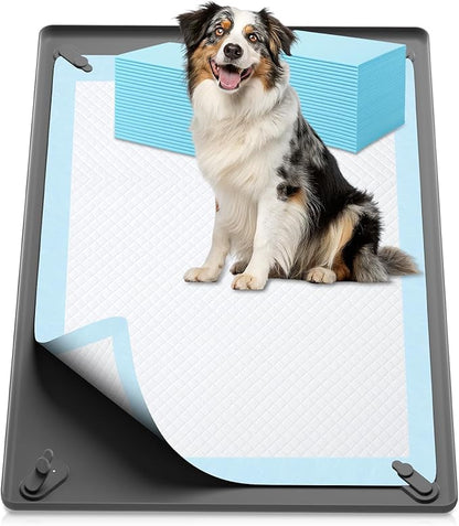 Pawinner 41PCS Puppy Pee Pad Holder Set for Dog, Non-Slip Silicone Dog Puppy Pad Holder for 36.3" x 25.3" Training Pads, High Edge Pee Pad Tray with 4 Magnetic Holder Clamps and 40pcs Puppy Potty Pad