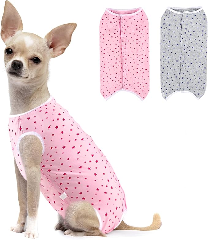 2 Packs Dog Recovery Suit for Surgery Dog Onesie Surgical Clothes Bodysuit for Male and Female Substitute E-Collar& Cone