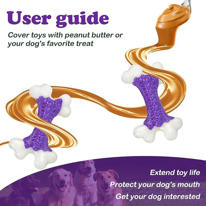 Kseroo 2-Pack Indestructible Dog Toys for Aggressive Chewers: Bacon Flavored Hard Nylon Bone Chew Toys, Tough Dog Chew Toys for Large Dogs, Dog Toys to Keep Them Busy for Medium Large Breed, Purple