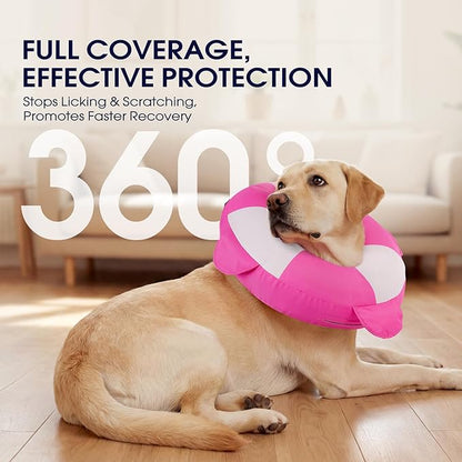 IECOii Inflatable Dog Cone for Large Dogs, Surgery Recovery Donut Soft Neck Cone to Stop Licking and Scratching, Comfy Dog Neck Collar Alternative for Post-Surgical Care, Rosered, XL