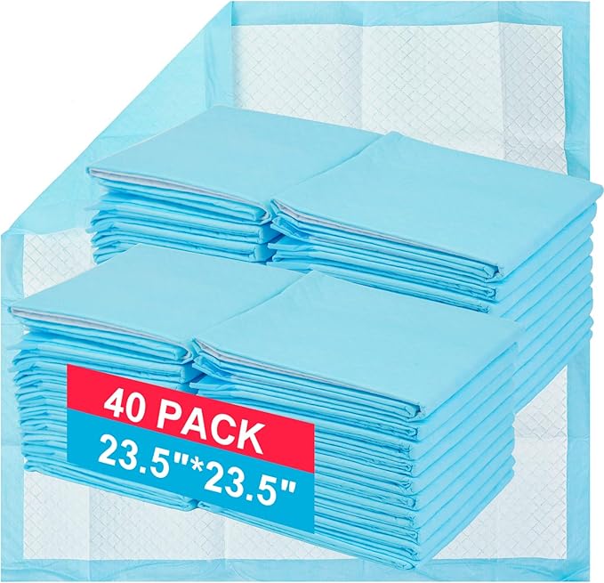 Bolux Dog and Puppy Training Pads， Disposable Dog Pee Pads (40, 23.5"*23.5"(60*60cm))