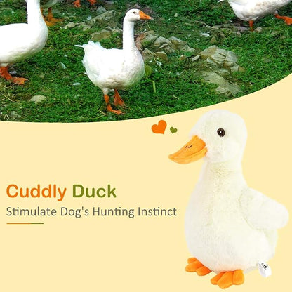 Pawaboo Squeak Plush Duck Dog Toy, Large 12'' Super Soft PlushStuffed Duck-Shaped Pet Toys, Crinkle Paper Rattle Pet Biting Training Chew Toys Non-Toxic Plush Doll for Pets Dogs, Light Yellow/Orange