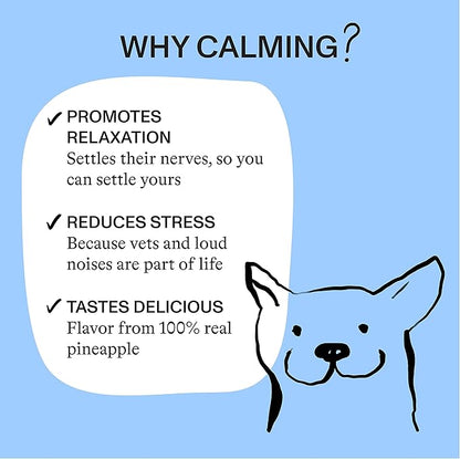 Spot & Tango Calming Supplements for Dogs - Vet-Approved for Anxiety and Stress Relief - L-Theanine, Passionflower, Ashwagandha, Chamomile - Flavored with Real Pineapple, 56 Count