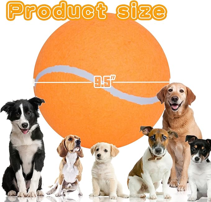 Banfeng Big Tennis Ball for Dogs, Giant Dog Tennis Ball Toy Large Outdoor Sports Gift for Small Medium Large Dog (Orange, 9.5 inch)