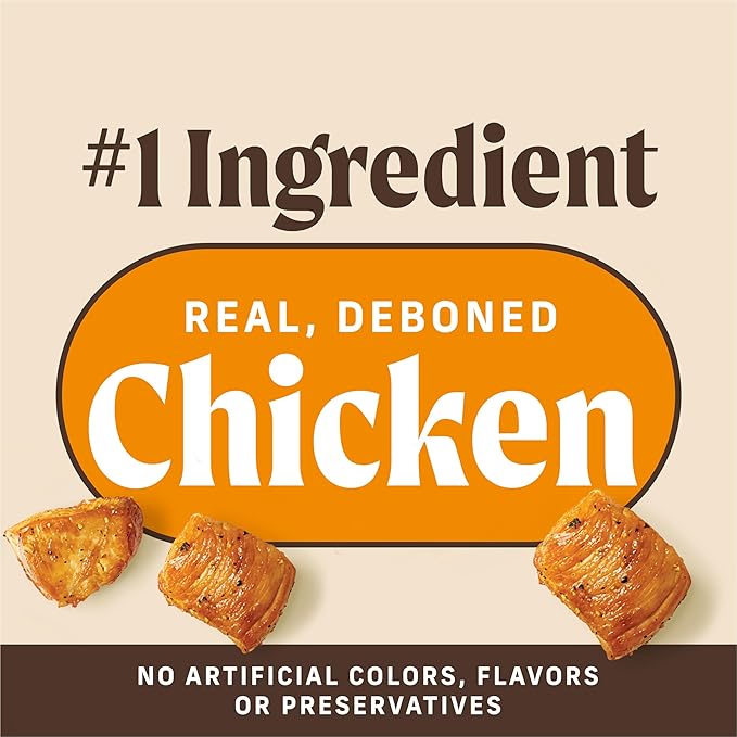 Merrick Power Bites Chicken Recipe Soft Dog Treats, Grain-Free Dog Snack with Real Chicken, 6 oz Bag