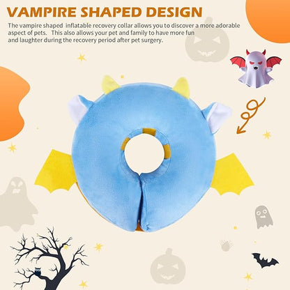 IEUUMLER Inflatable Recovery Dog Collar, Protective Donut Cone, Adjustable Soft Collar for Dog and Cat After Surgery Prevent from Biting & Scratching EU002 - Vampire M