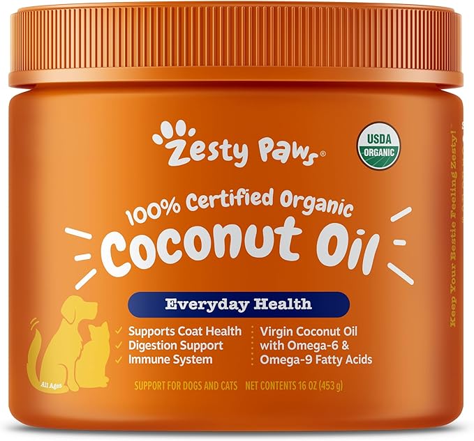 Coconut Oil for Dogs - Certified Organic & Virgin Superfood Supplement - Digestive & Immune Support - 16 OZ