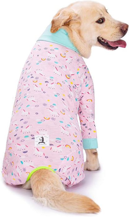 Pink Pony surgery Recovery Suit female male for Dogs After Surgery Medium Large Dogs Onesie,Lightweight Dog recovery suit for Shedding Prevent Licking Surgical Wound,Dog Pajamas Pjs ,Full Belly