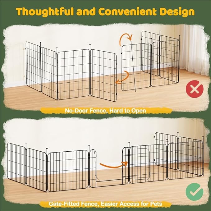 Yaheetech Expandable Dog Playpen, 16 Panel 20 inch Puppy Playpen with Door Indoor/Outdoor Pet Fence for Small Medium Dogs