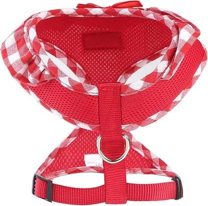 SuperBuddy Upgraded Soft Mesh Dog Harness, Super Breathable Lightweight Pet Harnesses for Puppy Dogs Outdoor Walking, Red Dog Harness -XSmall