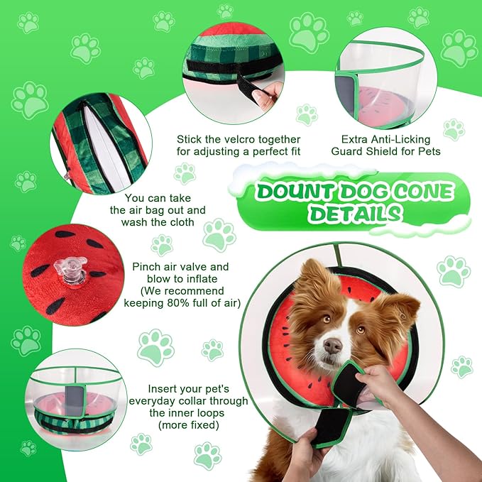 CNEO Inflatable Dog Cone Collar with Detachable Enhanced Anti-Licking Shield, Soft Neck Donut Collar for Dogs After Surgery, Adjustable Dog Cone Alternative for Large Medium Small Dogs & Cats