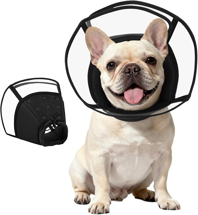 Kuoser Medium Dog Cone Collar After Surgery, Soft Cone for Dogs to Stop Licking, Breathable Pet Recovery Collar Comfy Elizabethan Collars, Adjustable Protective Dog Cones for Medium Dogs, Black M