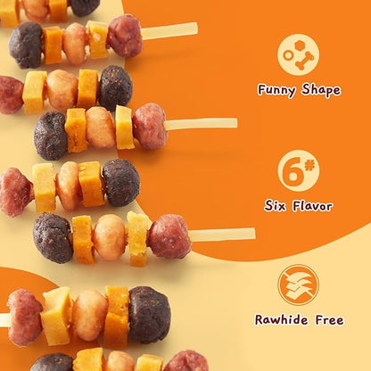 Jungle Calling Dog Treats,Dogs Kabob with Cod Stick, Rawhide-Free Chews, Made with Chicken, Duck, Beef, Sweet Potato and Pumpkin (Pack of 2)