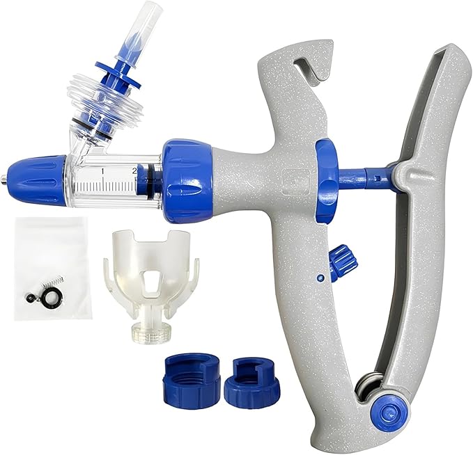 Animal Veterinary Syringe, Automatic Continuous Syringes, Bottle Adjustable Precision Injector Gun for Poultry Livestock(A,2 ml)