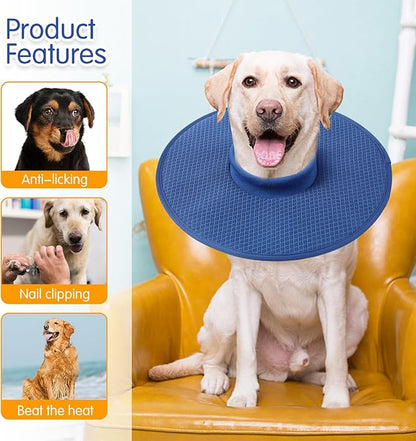 Dog Recovery Collar,Dog Soft Cone Collar Alternative After Surgery,Adjustable,Breathable E Collar for Large/Medium/Small Dogs Cats,Blue M