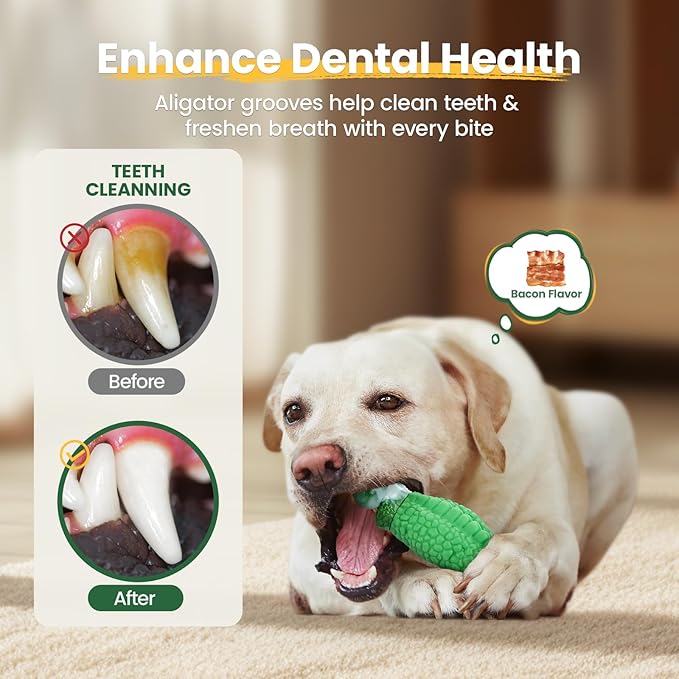HGB Dog Toys for Aggressive Chewers, Squeaky Tough Indestructible Dog Toys for Large, Medium Breed to Keep Them Busy & Reduce Anxiety, Bacon Flavor
