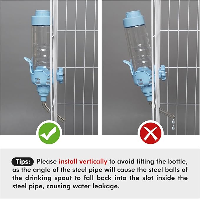 Vannon Dog Water Dispenser for Cage, 34oz Auto Feeding Crate Water Bottle for Dogs, Cats & Rabbits, Pet Nozzle Diameter: 12mm, BPA Free, Blue