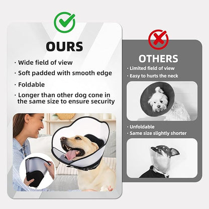 PUPTECK Soft Dog Cone Collar, Adjustable Pet Cone for Dogs to Stop Licking, After Surgery Elizabethan Recovery Dog Neck Collar Alternative, for Small Medium Large Dogs, Black S
