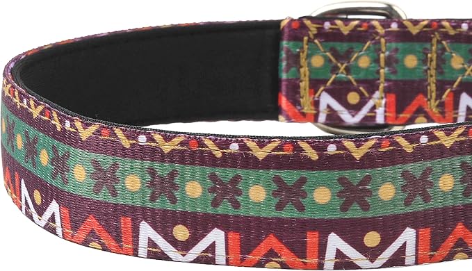 Reflective Dog Collar, Adjustable Soft Neoprene Padded Nylon Pet Collars with Buckle for Puppy and Small Dogs, Cats, Retro Geometric Flowers,L