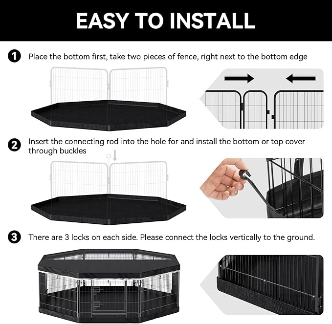 PJYuCien Dog Playpen Bottom Pad(Only Bottom Pad, No Playpen)- Stabilize the Dog Play Pen, Easy to Clean and Waterproof, Fits Most 8 Panels 24 Inch Width Metal Dog Fence Octagonal Dog Playpen