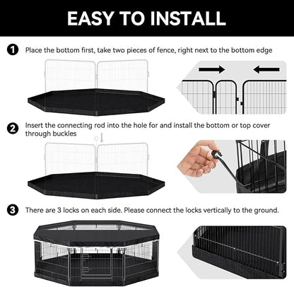 PJYuCien Dog Playpen Bottom Pad(Only Bottom Pad, No Playpen)- Stabilize the Dog Play Pen, Easy to Clean and Waterproof, Fits Most 8 Panels 24 Inch Width Metal Dog Fence Octagonal Dog Playpen