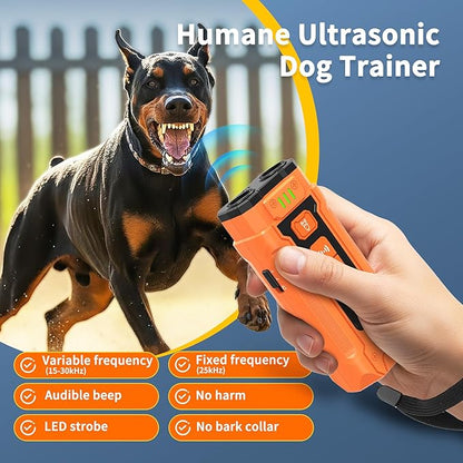 Ultrasonic Dog Bark Deterrent Device - Sonic Dogs Whistle to Stop Barking All Size, Pet Gentle Anti-Barking Control silencer, 35ft Range Barks No More, Humane Behavior Training Indoor Outdoor