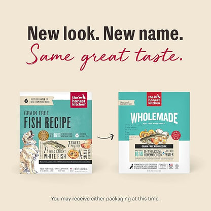 The Honest Kitchen Human Grade Wholemade™ Dehydrated Dog Food, Grain Free Dog Food, Fish, 4 lb Box