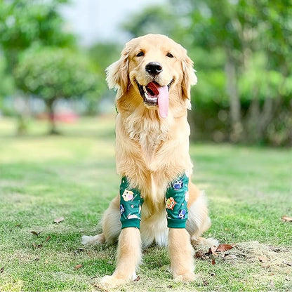 HDKUW Dog Elbow Protector, Dog Front Leg Recovery Sleeve for Prevent Licking Wound, Elbow Sleeves with Mesh Pad for Medium Large Dogs Owl XL