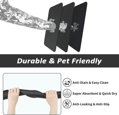 HotLive Dog Food Mat - Absorbent Cat Mat for Food and Water, No Stains Pet Feeding Bowl Mat, Easy to Clean Pet Placemats, Quick Dry Dog Water Dispenser Mat for Messy Drinkers | Black 18"x 28"